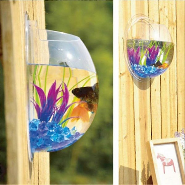 1 gallon klar akryl hængende vægmonteret fiskeskål akvaponic tank vægophængt akvarium med klare glasperler 29,5 cm.