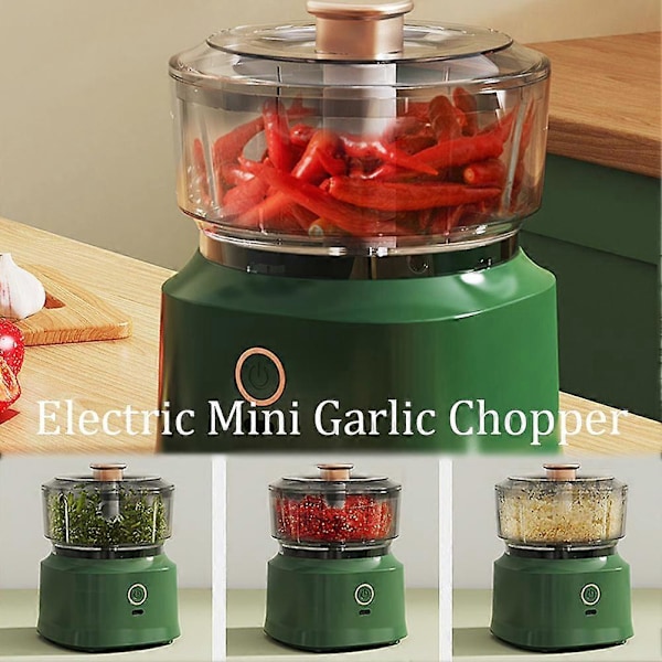 Elektrisk Mini Vitlökshackare Multifunktionell Köttkvarn för Köket Green