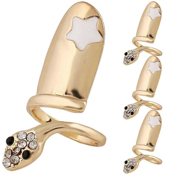 4 st Orm Nagelringar Fingernaglar Ringar Nagelspetsar Ringar Nagelsmycken för Kvinnor