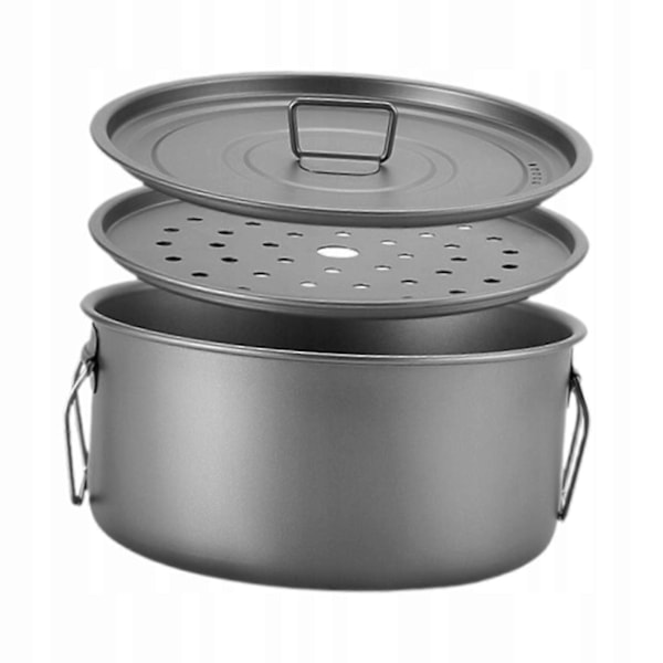 Camp madlavningsgryde 2200ml Titanium Camping Krus Til Med Dampgitter