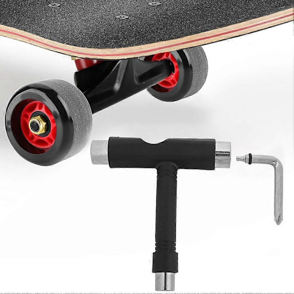 Hållbar Skateboard T-formad Nyckel & L-formad Skiftnyckel Bärbar Skruvmejsel Verktygsmontering