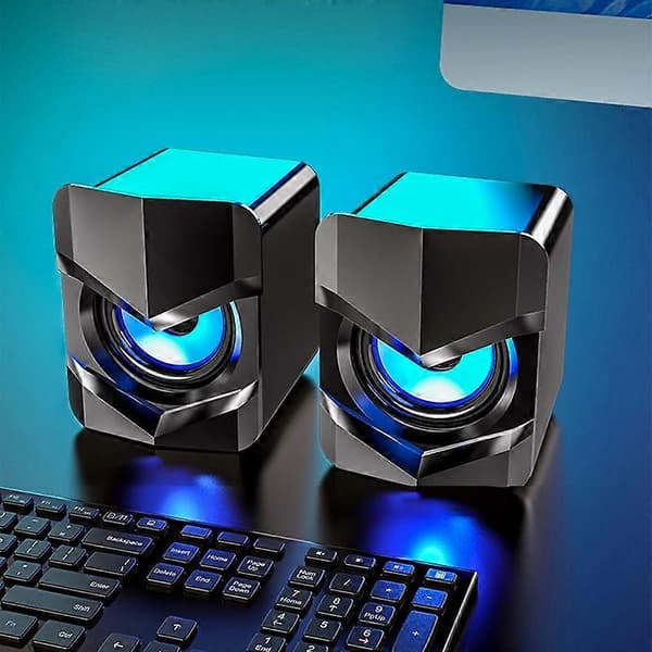 2 stk. Computerhøjttaler Stereo Klar Lyd ABS Mini USB Kablet Subwoofer Højttaler til Hjemmet White Upgrade Version