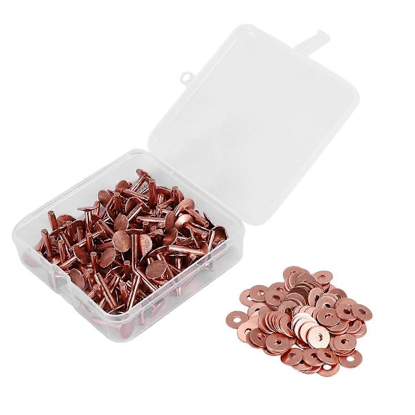100 Set Kopparnitar och Brickor Lädernitar för Plånböcker Halsband