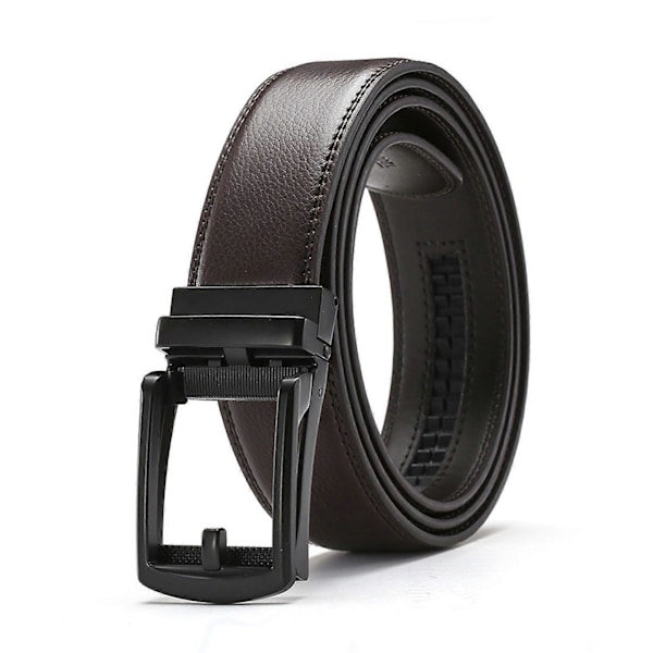 Herr Faux Läderbälte Mikro Automatiskt Spänne Spärrbälte Reptåligt Bälte Modeaccessoarer Black Brown 110cm