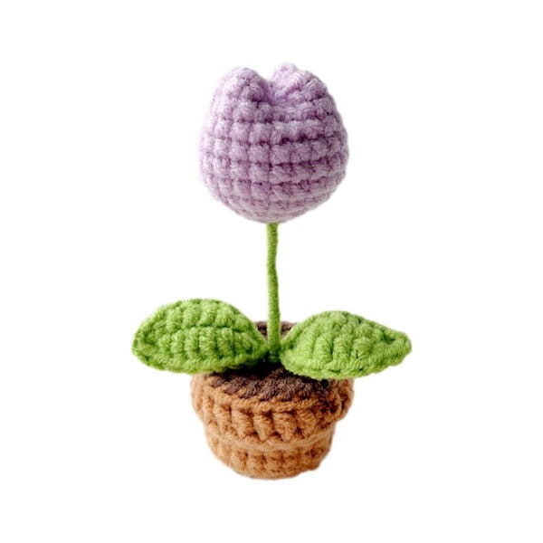 G Handstickade Blommor Krukväxt Virkad