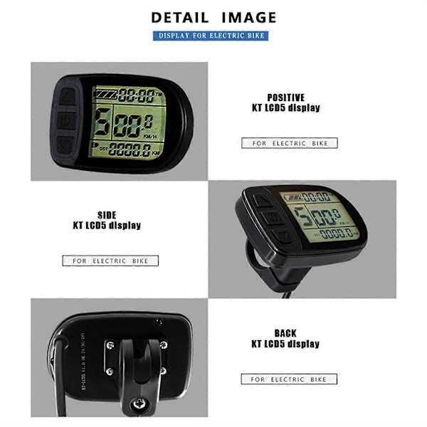 Ebike KT-LCD5 Display 24V36V48V72V SM/Vattentät Kontakt Display