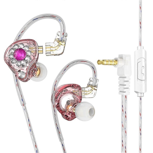 Dynamisk hörlur med membran 3,5 mm Rosa med mikrofon