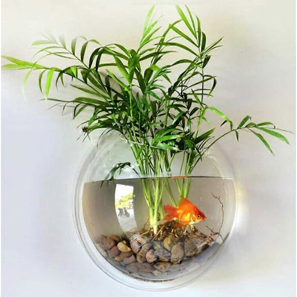 1 gallon klar akryl hængende vægmonteret fiskeskål akvaponic tank vægophængt akvarium med klare glasperler 29,5 cm.