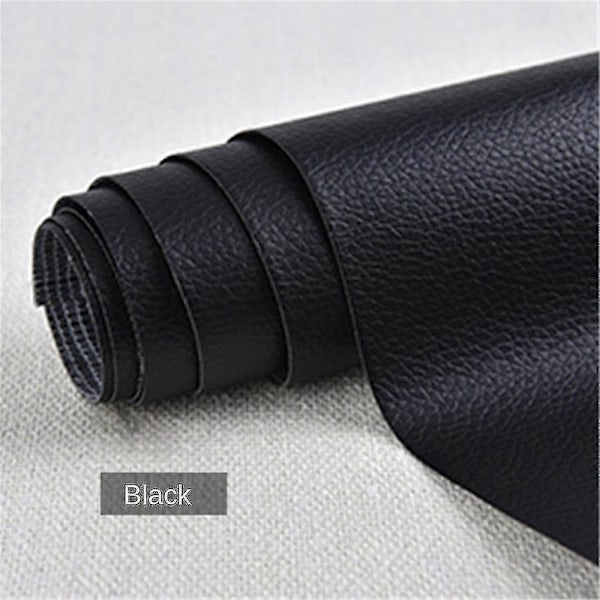 Självhäftande läder för soffreparation, möbelbordsstolsdekal, sitsväska, skoreparation Black 10x20cm