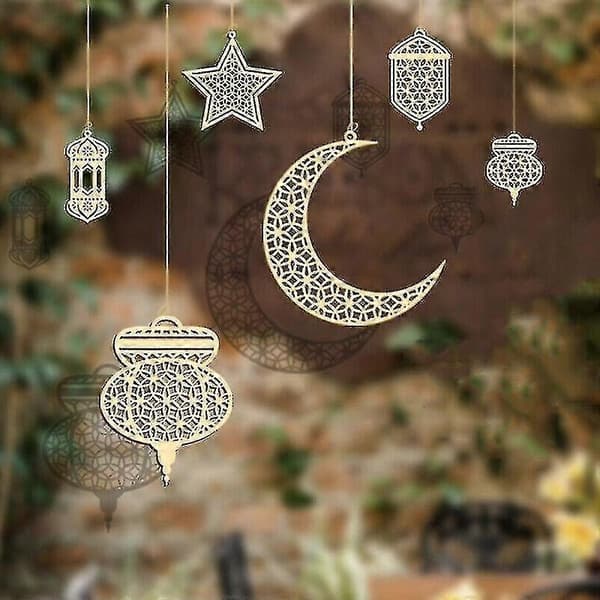 6 stk. Eid Dan Mubarak Ornt Islamisk Hængende R Diy