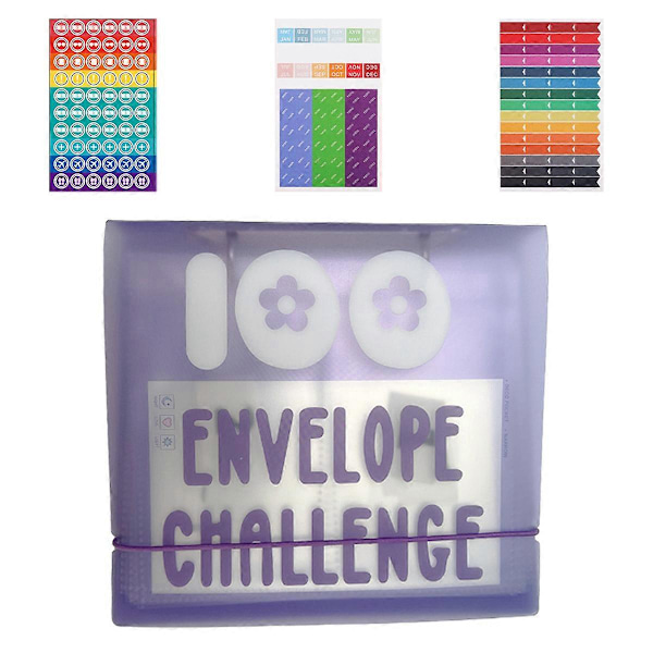 100 Kuvert Utmaning Pärm, Sparutmaningsbox kit Kontant Sparutmaningskit, Sparutmaningsbok med Kontantkuvert style2383