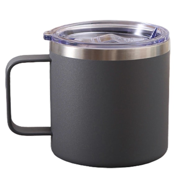12oz Vakuummugg Värmebeständig Läcksäker Dubbelväggig Rostfri Stål Kaffe Mjölk Vattenmugg Kontorsmaterial med Lock Grey 2