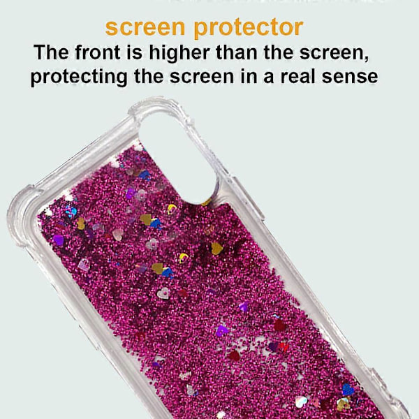 Kompatibelt med Iphone X/Xs Glitter Flytande Skal med Snodd, Glittrigt Blankt Transparent TPU-skal med Halsrem (Rosa)