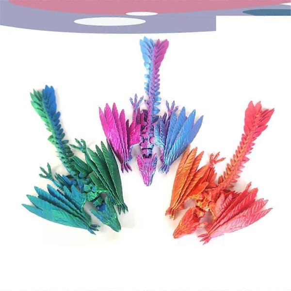 Dynamisk Kristall Drake 3D-Printad Articulerad Drake, Slumpmässig Färg