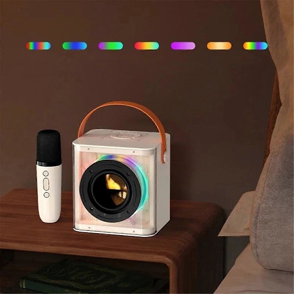 Mini Karaoke Maskin Set Bluetooth Högtalare Färgglatt Ljus Surround A