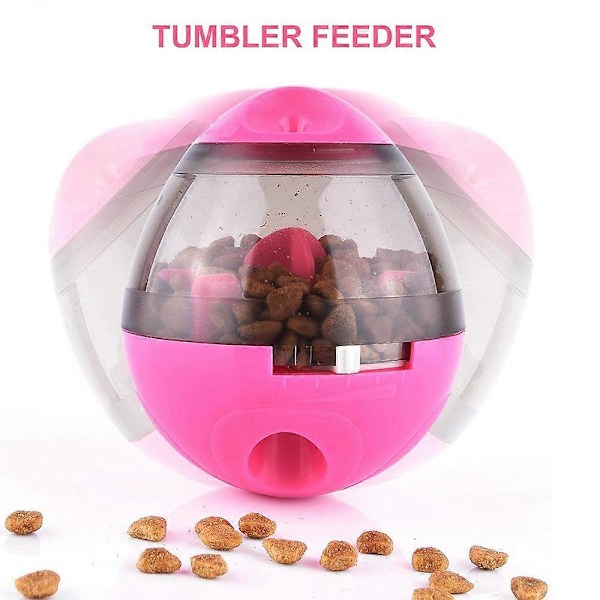 Hund- och kattleksak, husdjursmatsbehållare, långsam matskål för hundar, kattdispenser, liten interaktiv hopfällbar stimulerande leksak - Rosa