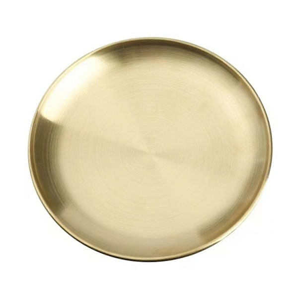 JiKaiX Ruostumattomasta teräksestä valmistetut ruokalautaset Pyöreät paksunnetut salaattilautaset Koti Keittiö BBQ Salaatin tarjoilulautanen Pöytäastiat Golden 17cm