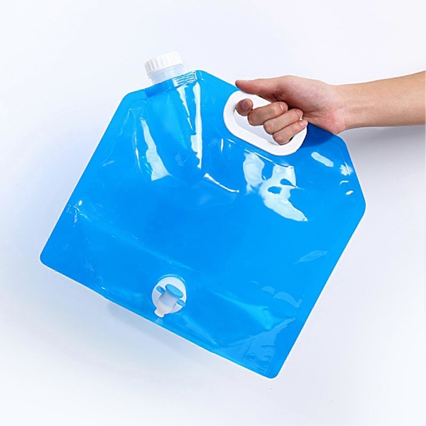 5L/10L Vikbar Vattenpåse Läcksäker Stor Kapacitet Plast Enkel Fyllning Hopfällbar Vattenbehållare för Camping Clear 2