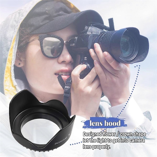 52mm Blomformad motljusskydd för D5200 D5100 D3200 kit