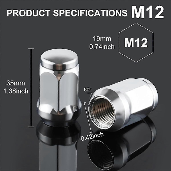 M12x1,5 Hjulmuttrar, Helgjuten Design Bulge Acorn Krom Hjulmuttrar