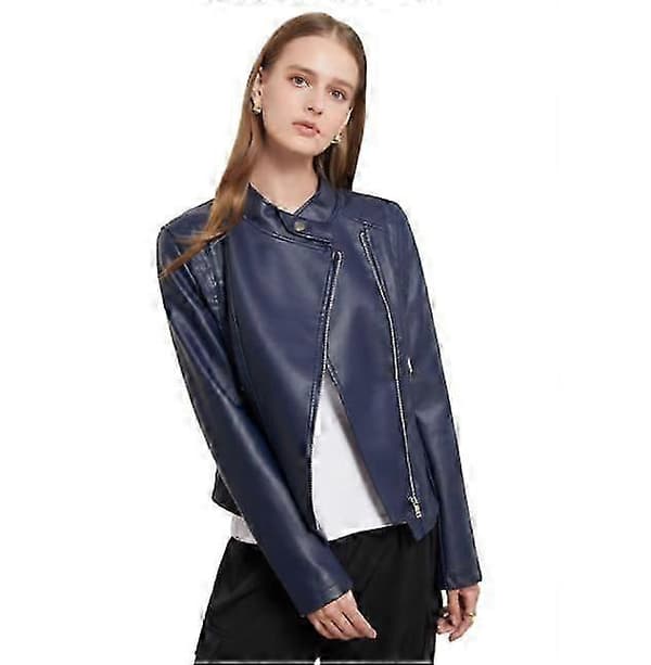 Casual jacka i konstläder för dam dark blue S