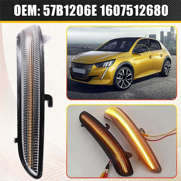 Dynamisk LED Sidobackspegel Blinkers Flytande Ljus för 208 2008 2012-2020 för C3 Som Visat