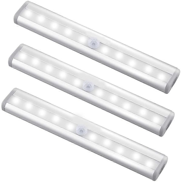 Rörelsesensorlampa Inomhus 10 LED Rörelsesensor Garderobslampor Batteridriven Magnetisk Under Skåplampa