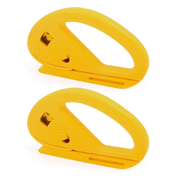 1/2 st Säkerhetsskärare Filmkniv Dold Klinga Omslagspapperstrimmer Enkel Glidande Förpackningspappersrulle Skärare Yellow 2pcs