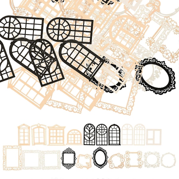40 st Vintage Scrapbooking Material Urholkade Mönster Utskurna Spets Scrapbook Papper för DIY Konst Hantverk