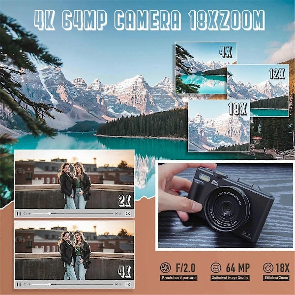 Digitaalinen valokuvauskamera 4K 18X digitaalinen zoom Vlog-videonauhuri