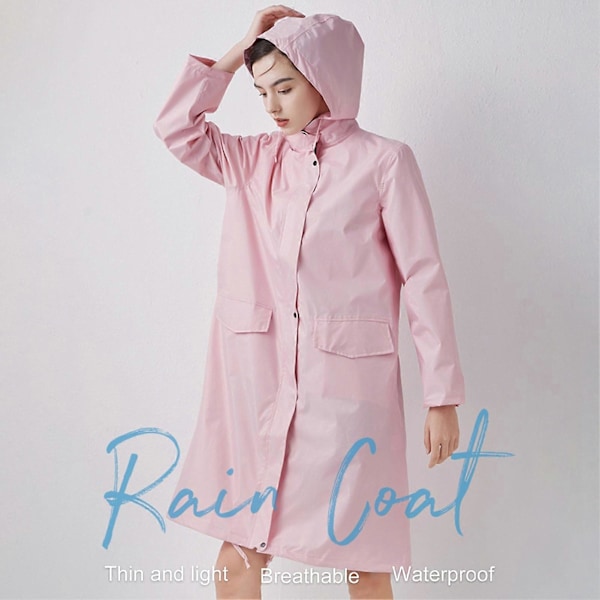 Enfärgad Regnrock Vattentät 210D Polyestertyg Unisex Regnjacka för Utomhusbruk Pink XL