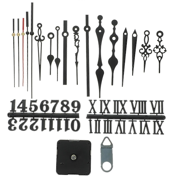 1 Set Ersättningsurverk Batteridriven Klocka Nummer Klockvisare Kit