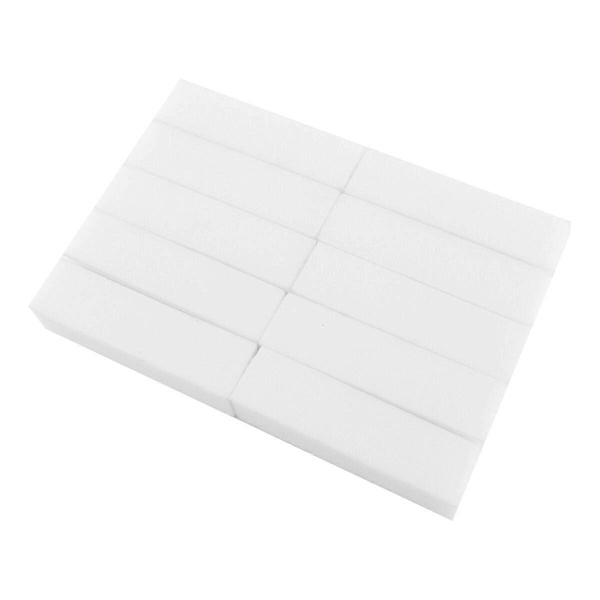 10 st Fyrsidig Nagelbuffer Fil Poleringsblock Nagel Slipning Sandpapper Svampverktyg Nagel Slipblock för Nagelsalong (Vit)