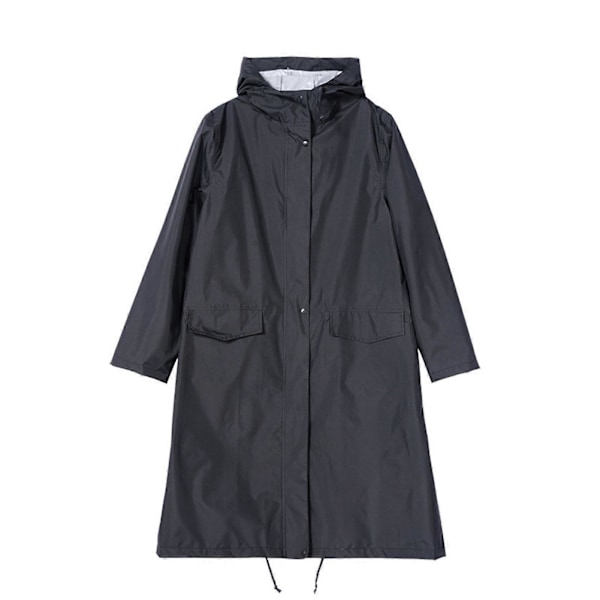 Enfärgad Regnrock Vattentät 210D Polyestertyg Unisex Regnjacka för Utomhusbruk Black XL