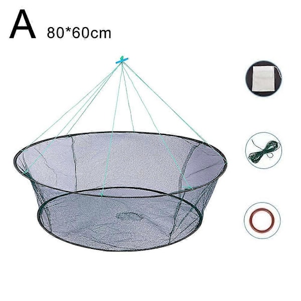 Lös Mun Fällbar Drop Fiske Nät Räkfångare Tank Gjutnät Fiske 80x60cm