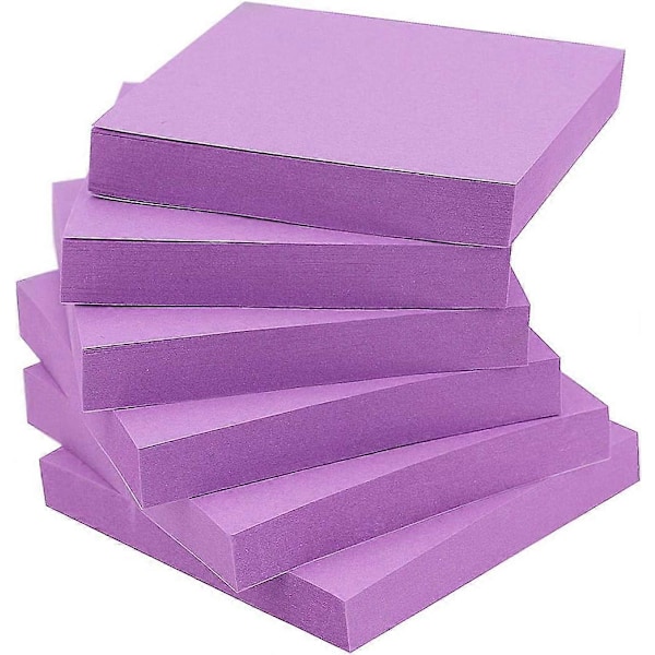 Självhäftande lappar 3X3 Självhäftande lappar Blå färg 6 block, 100 ark/block (Lila)
