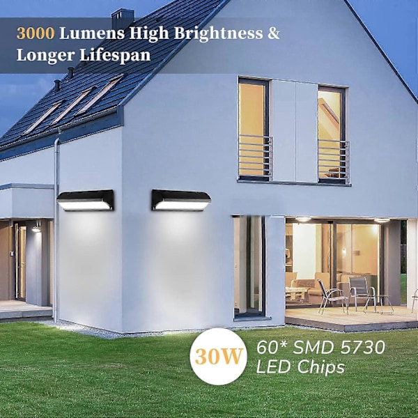 Utomhus Vägglampa Med Rörelsesensor 30W Modern Utomhus Vägglampa Ip65 Vattentät Led Utomhusbelysning