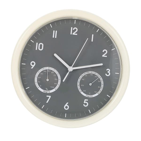 Tyst Väggklocka Tyst Svepande Rörelse Väggklocka med Termometer Hygrometer
