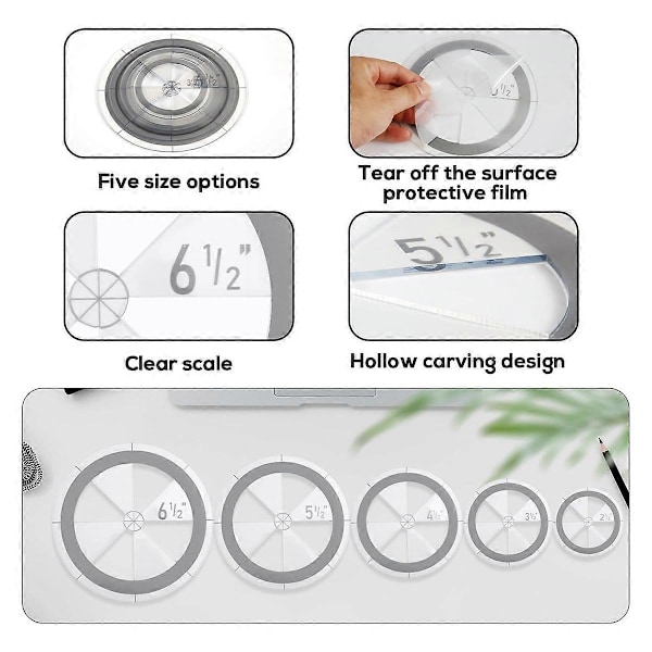 5 st Cirkel Linjal Quilting Mall Set