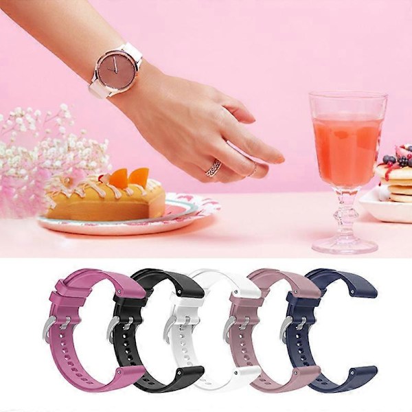 Kellon ranneke 20mm/22mm Ruudullinen Pehmeä Silikoninen Kellon Ranneke Vaihto Yhteensopiva Garmin Venu SQ/Venu/Vivoactive 3 4/Compatibleerunner 245 Light Grey 20 mm