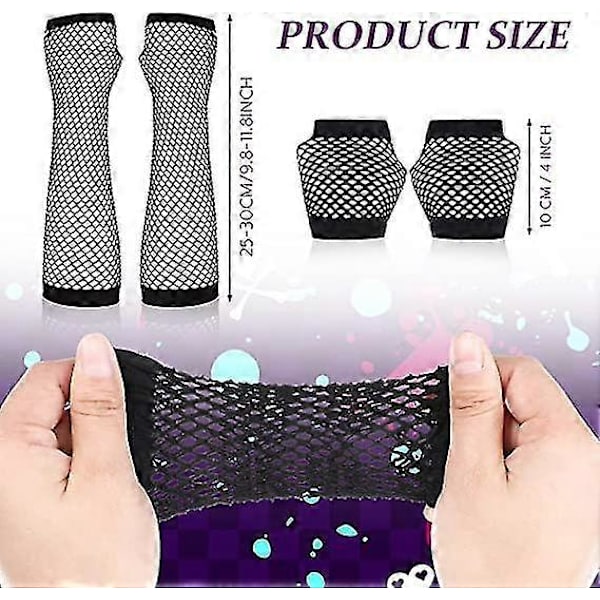 Nät Gs Och Korta Nät Fingerlösa Gs Stretchigt Mesh Retro Gs Kvinnor 80-tals Gs Stretchiga Fingerlösa Gs För C