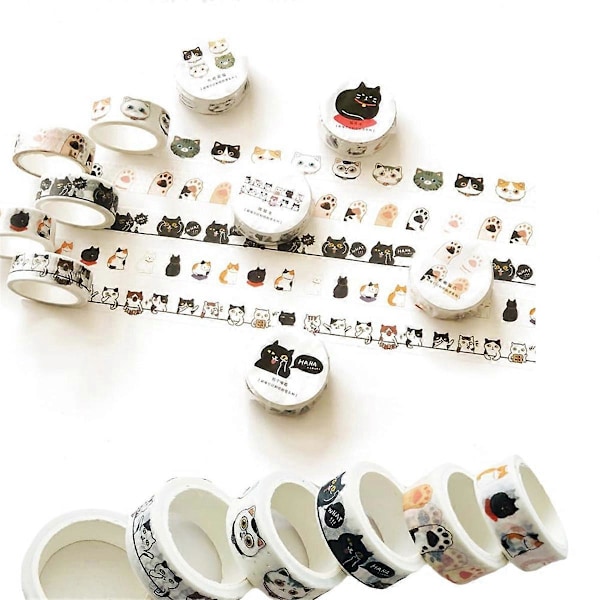 Katt Washi Tejp Set - 15 mm Bred Washi Tejp