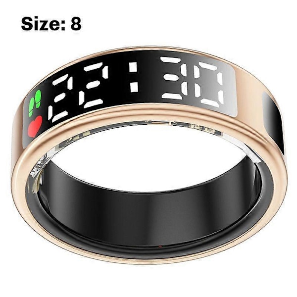 Smart Ring RS08 Pulsmätare Hälsoövervakare 5ATM Vattentät Multi Sportläge Blodsyresmätare med Laddningsfack, B