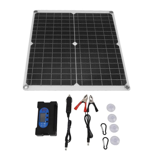 Solcellepanel Ladekontroller Sett Monokrystallinsk Silisium 25W 10A Hurtiglading Batterifri Drift Solcellepanel Regulator for Lys og Elektroverktøy