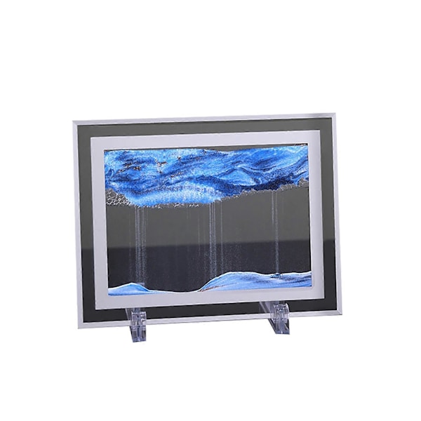Elegant 3D Effekt Timglas Målning Vacker Skapar Atmosfär Glas Rörlig Sand Bild för Skrivbord Blue 5inch