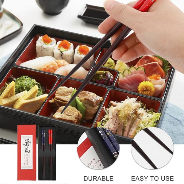 2 par japanske træpinde, spisepinde til par (assorteret farve)