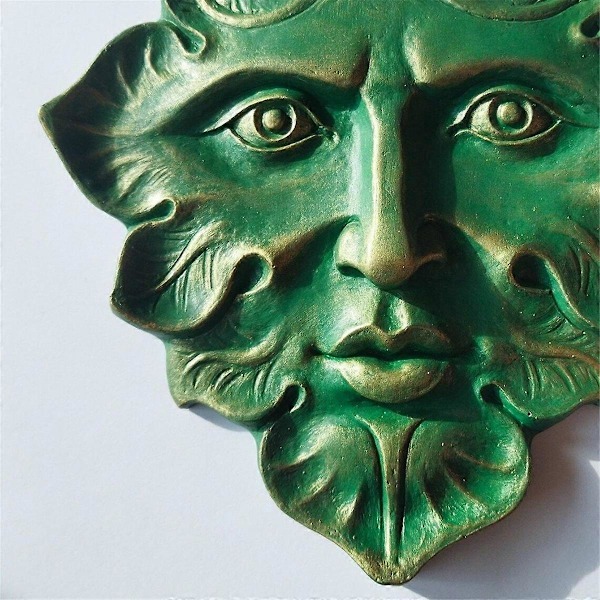 The Green Man Seinätaideveistos Premium-laatuinen valurautainen seinälaatta, Vihreä mies, Kevät, Fantasia Koristeveistos