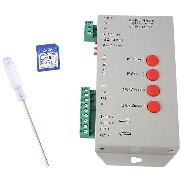 RGB LED Kontroller T1000S SD-kort 2048 Pixlar Kontroller för WS2801 WS2811 WS2812B SK6812 LPD6803 LED Strip Ljus