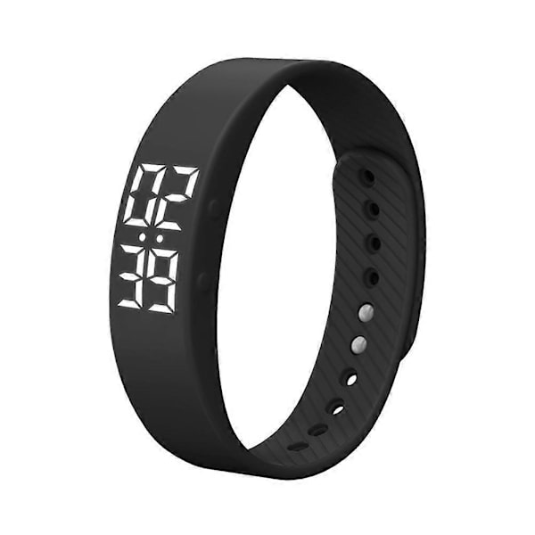T5S Armbandsur med vibrerande realtidsvisning, vattentätt smart armband LED-skärm Fitness Sport Sömn Smart Watch (Svart)