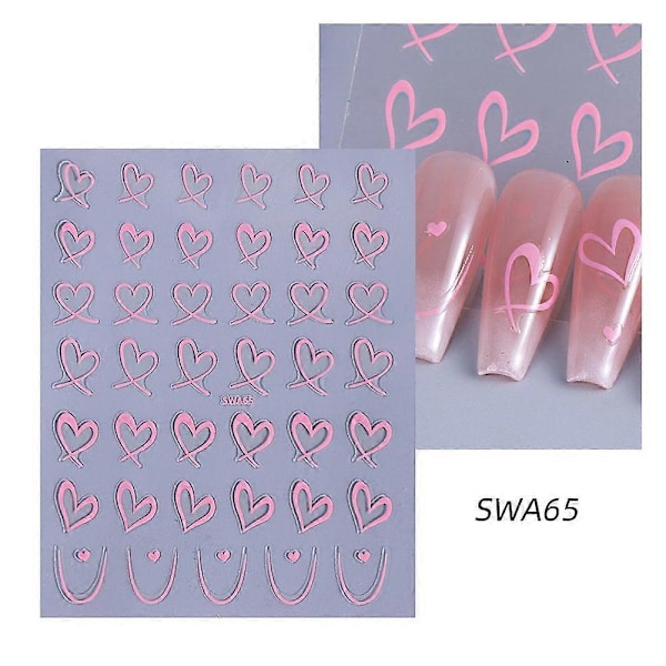 Hjärta Nagelstickers Glitter Leopardtryck Alla Hjärtans Dag Romantisk Nageldekoration B